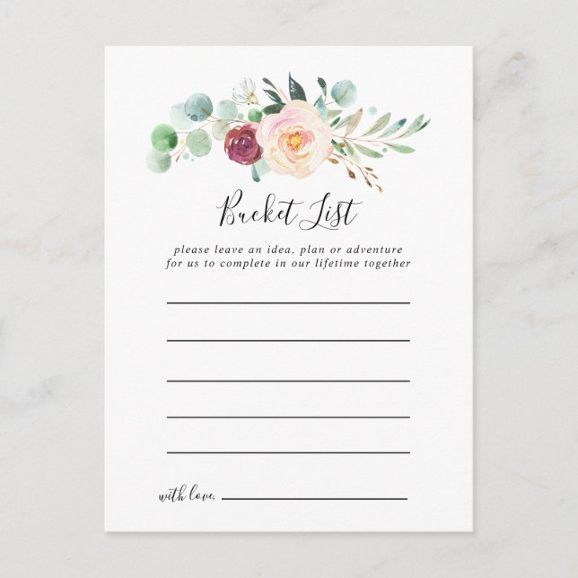 Zeitgenössische Eukalyptus-Floral-Bucket-Karten Postkarte (Vorderseite)