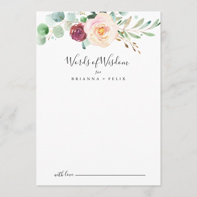 Zeitgenössische Eukalyptus-Hochzeitwörter der Weis Hinweiskarte (Vorderseite)