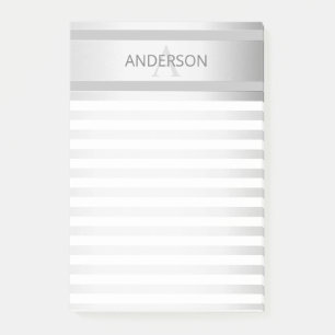 Zeitgenössische Faux-Silber-Ombre-Streifen & Grau Post-it Klebezettel
