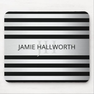 Zeitgenössische Faux-Silber-Ombre-Streifen & Schwa Mousepad