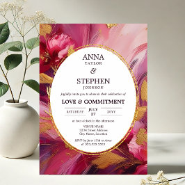 Zeitgenössische Fuchsia Elegance Commitment Zeremo Einladung