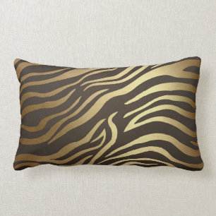 Zeitgenössische goldene schwarze Zebra-Safari-Hau Lendenkissen