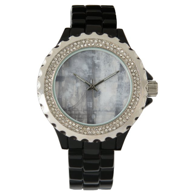 Zeitgenössische graue Malerei Armbanduhr (Vorderseite)