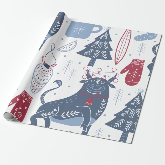 Zeitgenössische graue Weihnachtsbilder - Wrapping  Geschenkpapier (Ungerollt)