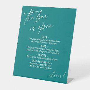 Zeitgenössische Handschrift Teal Open Bar Speiseka Sockelschild
