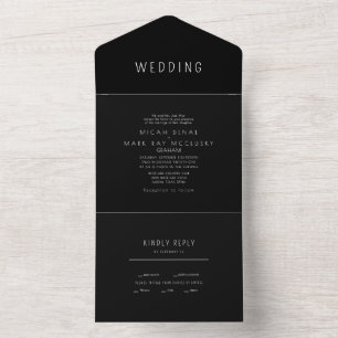 Zeitgenössische Hochzeit von Sleek B/W All In One Einladung