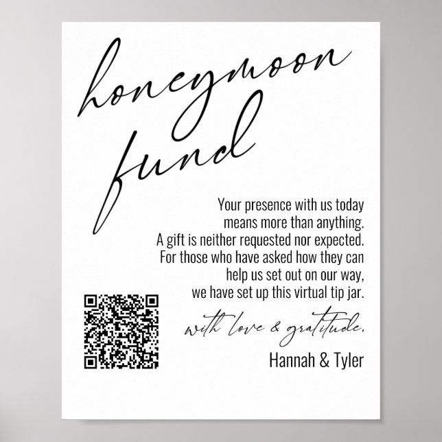 Zeitgenössische Honeymoon Fund QR Code Einfache Un Poster (Vorne)