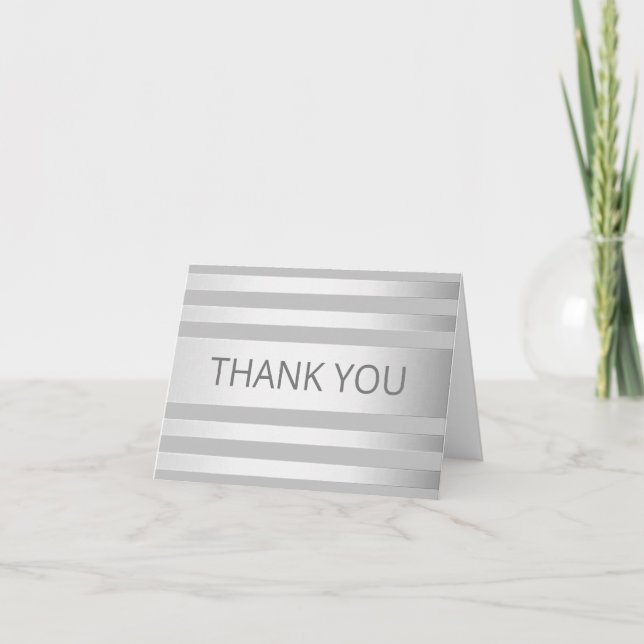 Zeitgenössische Imitat Silver Ombre Streifen & Gra Dankeskarte (Vorderseite)