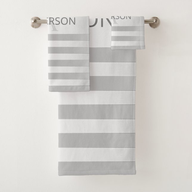 Zeitgenössische Imitate Silver Ombre Streifen & Gr Badhandtuch Set (Insitu)