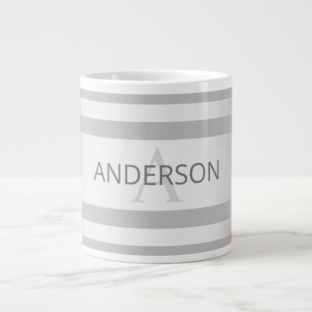 Zeitgenössische Imitate Silver Ombre Streifen & Gr Jumbo-Tasse (Vorderseite)