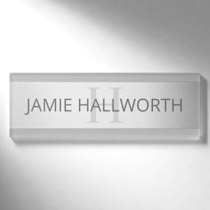 Zeitgenössische Imitate Silver Ombre Streifen & Gr Namenschild