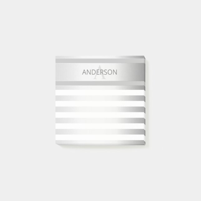 Zeitgenössische Imitate Silver Ombre Streifen & Gr Post-it Klebezettel (Vorderseite)