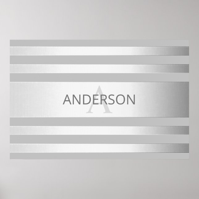 Zeitgenössische Imitate Silver Ombre Streifen & Gr Poster (Vorne)