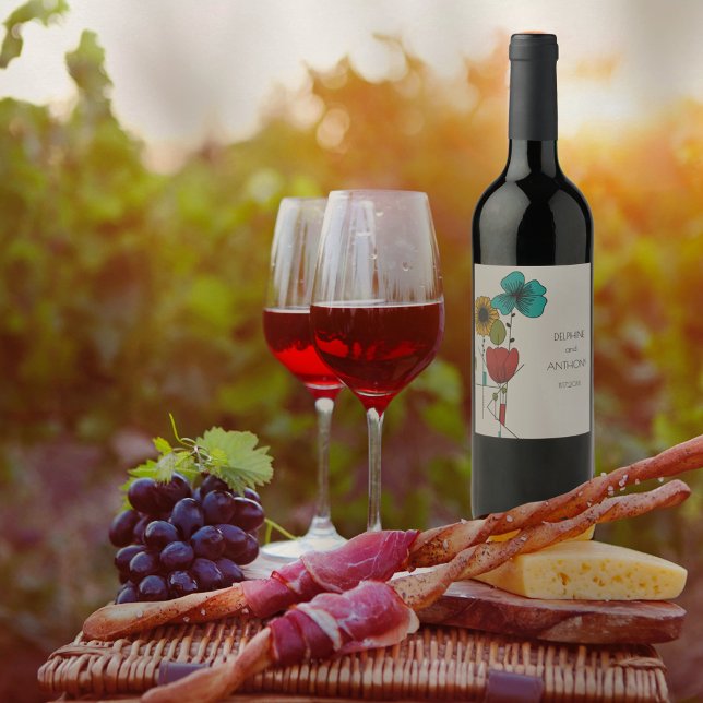 Zeitgenössische Jugendstil-Hochzeit Weinetikett (Von Creator hochgeladen)