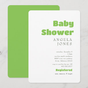 Zeitgenössische Kalkgrün-neutrale Babydusche Einladung
