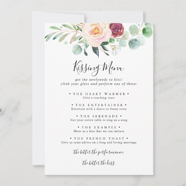 Zeitgenössische Karte zum Hochzeitsküssen von Blum (Vorderseite)