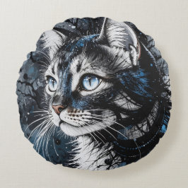 Zeitgenössische Katze Rundes Kissen
