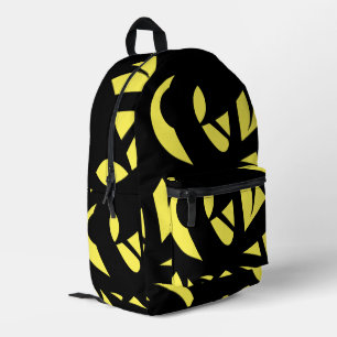 Zeitgenössische Kunst Gelb / Schwarze Zeichenkette Bedruckter Rucksack