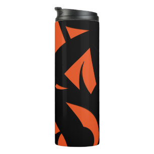 Zeitgenössische Kunst Orange / Schwarz Thermosbecher