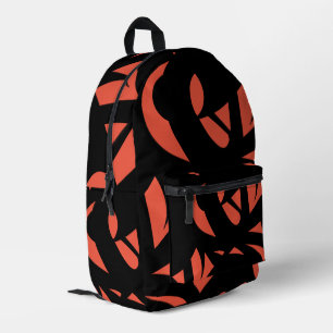 Zeitgenössische Kunst Orange / Schwarze Kordeltasc Bedruckter Rucksack