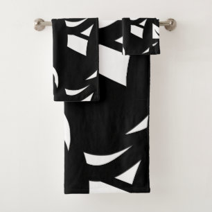 Zeitgenössische Kunst Schwarz und Weiß Badhandtuch Set