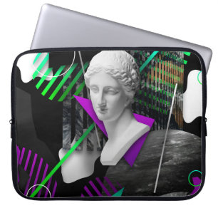 Zeitgenössische Kunstcollage mit Gipskopfstatur Laptopschutzhülle
