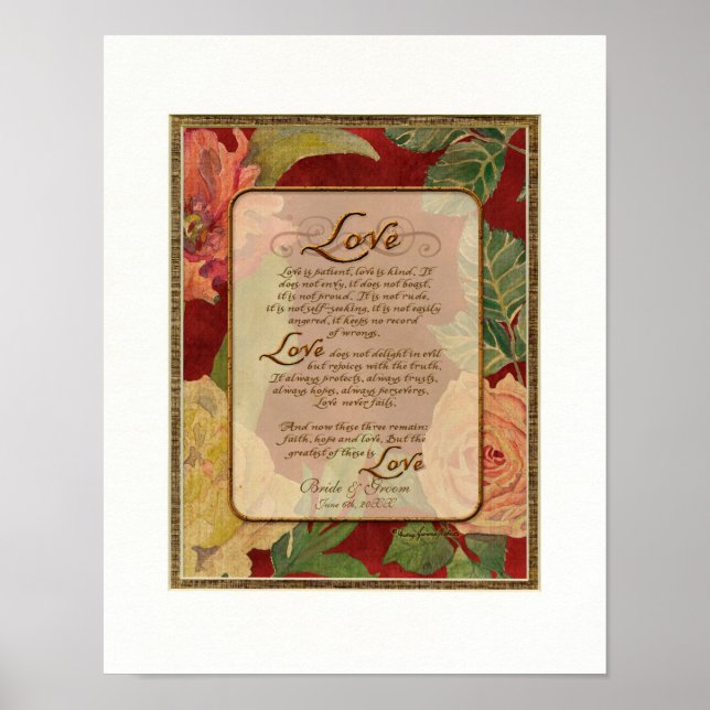 Zeitgenössische Liebe Kapitel 1 Korinther 13 Poster (Vorne)