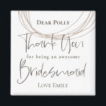 Zeitgenössische Linien Danke Bridesmaid Geschenk Magnet<br><div class="desc">Dank in zeitgenössischem Stil mit diesem Design von künstlerischen kreisförmigen grob gezeichnet Linien, und Typografie Dankeschön und Bridesmaid in Set stilvolle Typografie in dunkelbraun. Die Erholung des Textes kann leicht personalisiert werden.</div>
