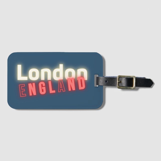 Zeitgenössische London Neon Lights Typografie Gepäckanhänger (Vorderseite (Horizontal))