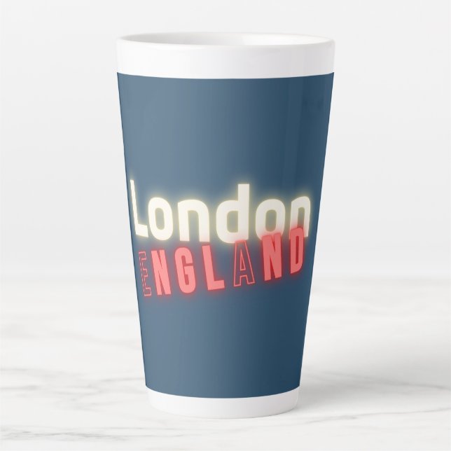 Zeitgenössische London Neon Lights Typografie Milchtasse (Vorderseite)