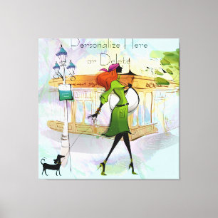 Zeitgenössische Mädchen und Hunde gestresste Canva Leinwanddruck