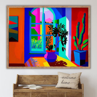 Zeitgenössische Malerei von Fensterlandschaft _ Vi Poster