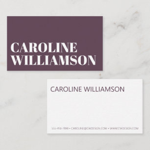 Zeitgenössische Minimal Bold Typografie Dark Mauve Visitenkarte
