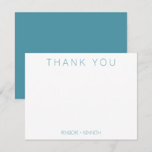 Zeitgenössische Minimalistische Aquamarine Hochzei Dankeskarte
