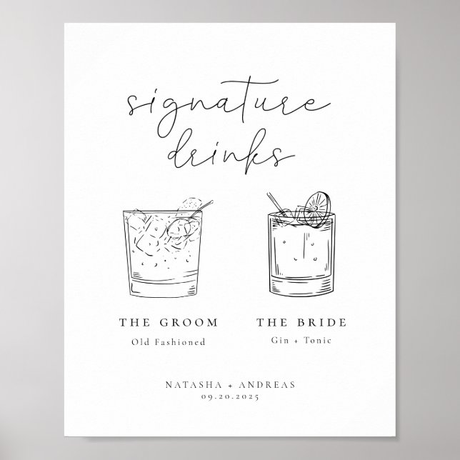 Zeitgenössische Minimalistische Signatur Drinks Po Poster (Vorne)