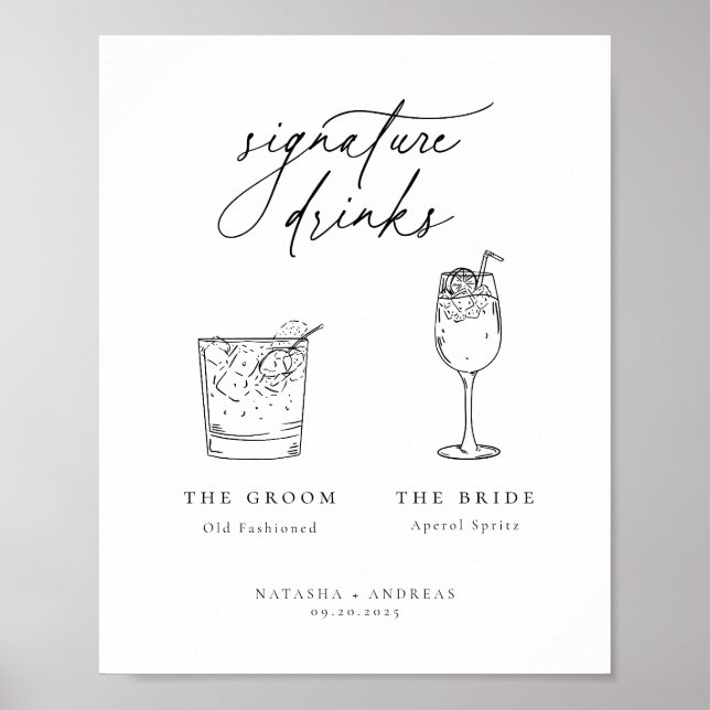 Zeitgenössische Minimalistische Signaturgetränke Poster (Vorne)