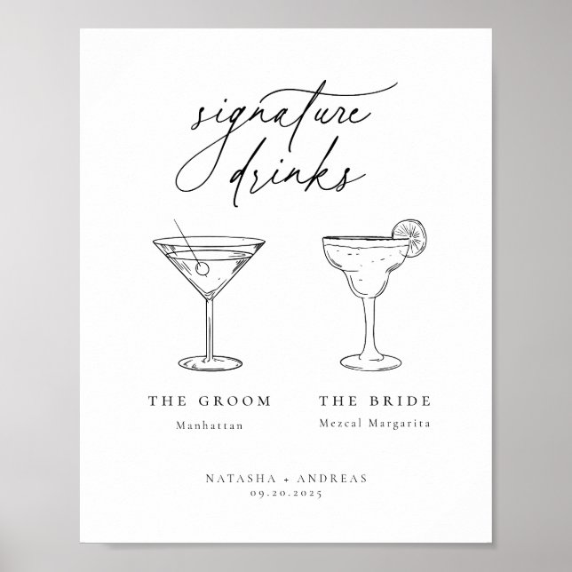Zeitgenössische Minimalistische Signaturgetränke Poster (Vorne)