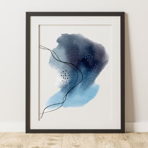 Zeitgenössische Moderne Abstrakte Kunst Blau Schwa Poster