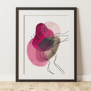 Zeitgenössische moderne abstrakte rosa Bronze schw Poster