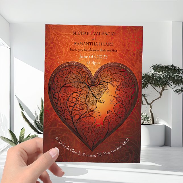 Zeitgenössische moderne Burnt Orange Hochzeit Einladung (Von Creator hochgeladen)