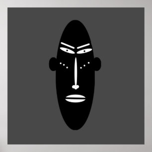 Zeitgenössische moderne schwarze Maske abstraktes Poster