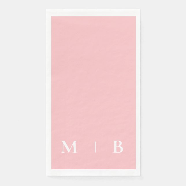 Zeitgenössische Monogramm-Blush-Hochzeit Serviette (Vorderseite)