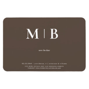 Zeitgenössische Monogramm-Schokolade Save the Date Magnet