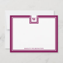 Zeitgenössische Monogramm-Weinrote Rand-Korrespond