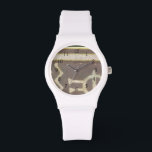 Zeitgenössische Mustermalerei Armbanduhr<br><div class="desc">Ein zeitgenössisches Stammes-Gemälde,  das den Beton mit dem abstrakten vermischt. Mehrere Panels legen Farbe nebeneinander,  was eine komplexe Geschichte erzählt. Das wäre ein tolles Geschenk für einen geliebten!</div>
