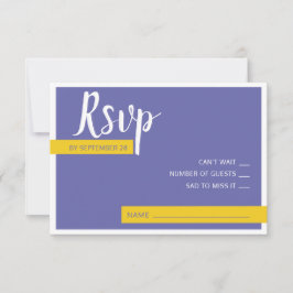 Zeitgenössische periwinkle und gelbe Hochzeit mini RSVP Karte