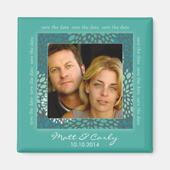 Zeitgenössische Petals Turqoise Rett Date Magnet (Vorne)