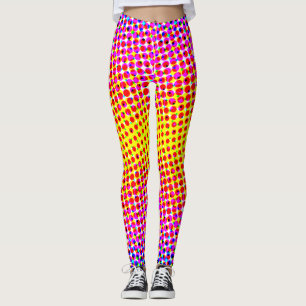 Zeitgenössische Pink-Gelb-Verlauf Pixelige Punkte Leggings