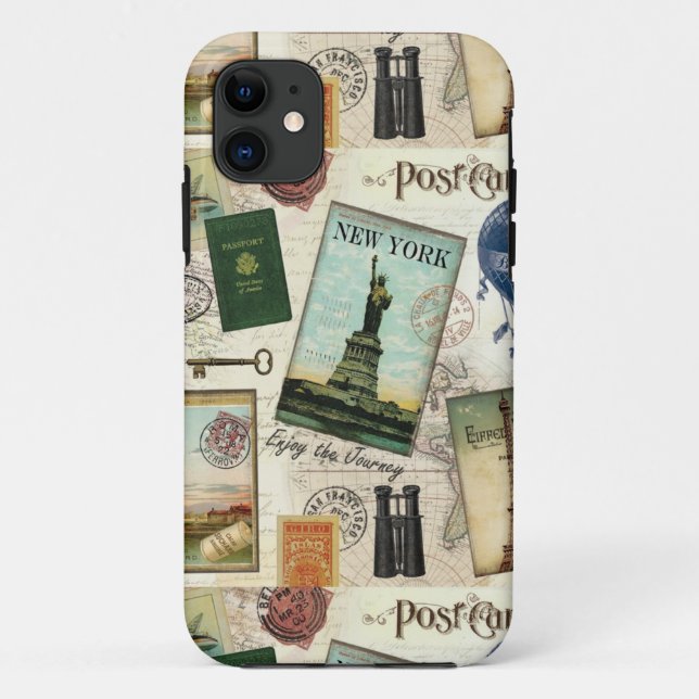 zeitgenössische Reiserollage Case-Mate iPhone Hülle (Rückseite)