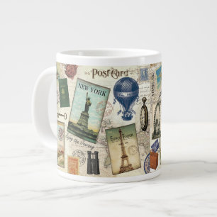 zeitgenössische Reiserollage Jumbo-Tasse